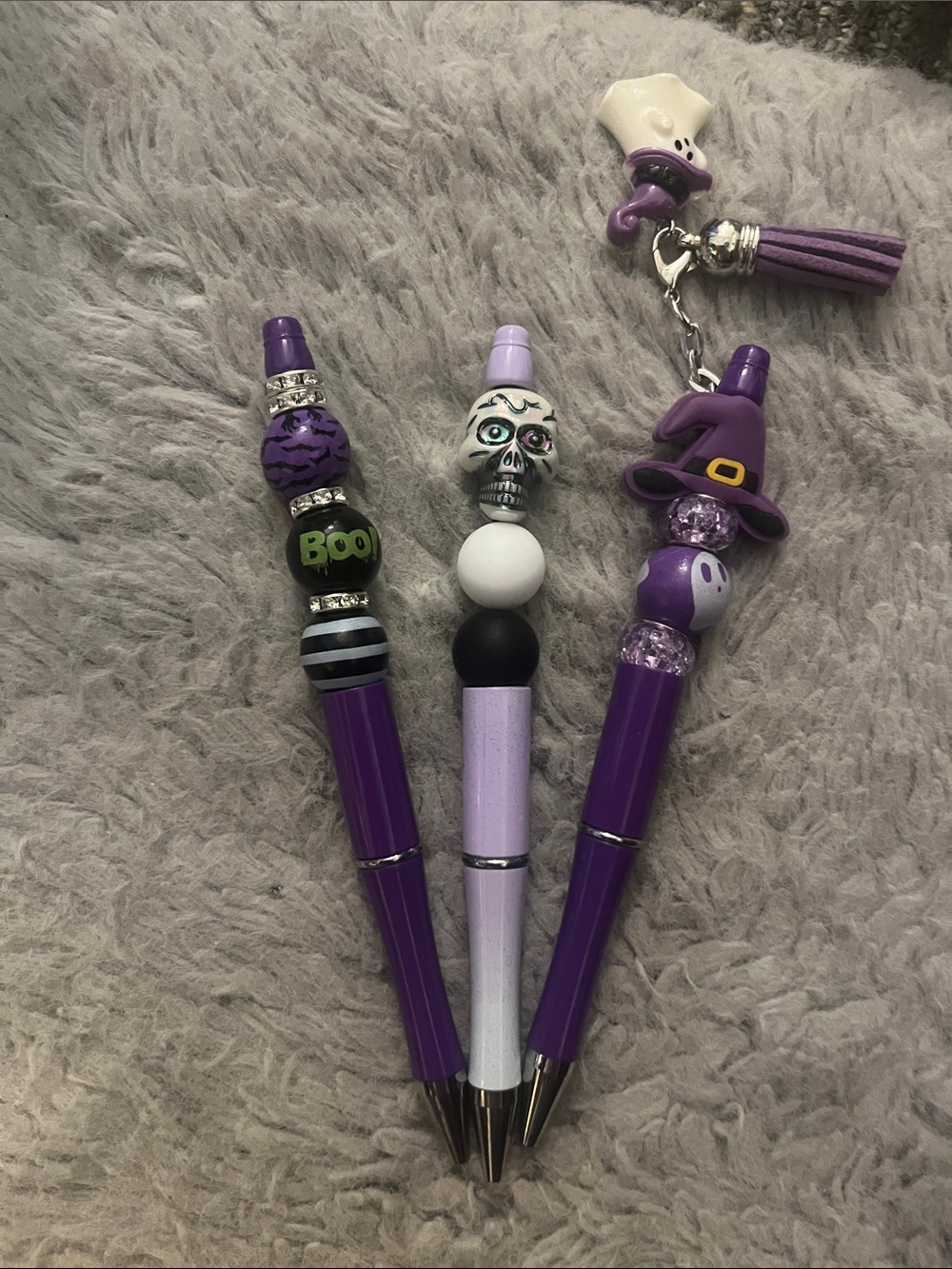 Halloween Beaded Purple Ballpoint Pen Set with Charms 17
